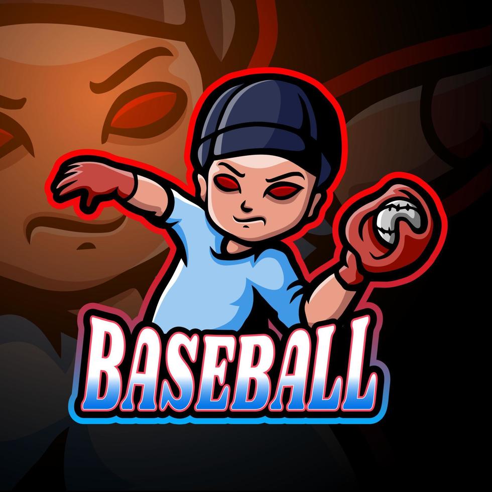 Baseball player esport logo mascot design vector