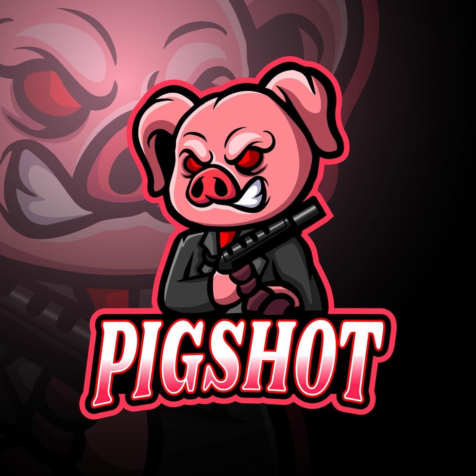 Pig esport logo mascot design vector