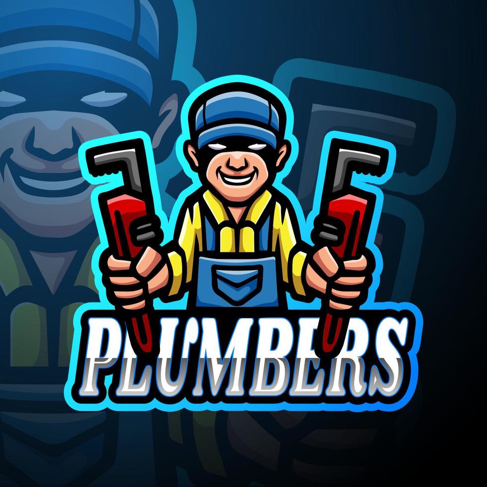 Plumbers esport logo mascot design vector