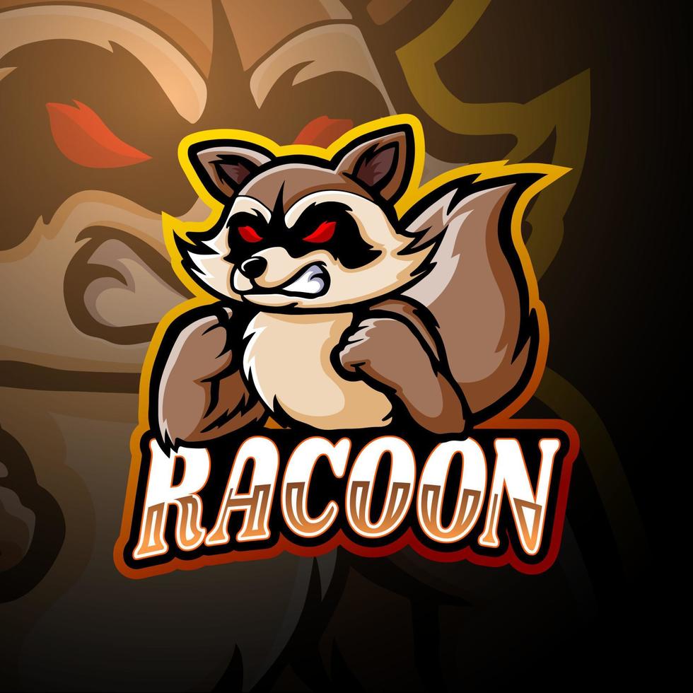 Racoon esport logo mascot design vector