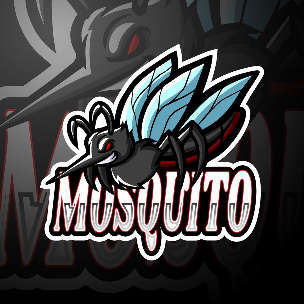 diseño de mascota del logotipo de mosquito esport vector