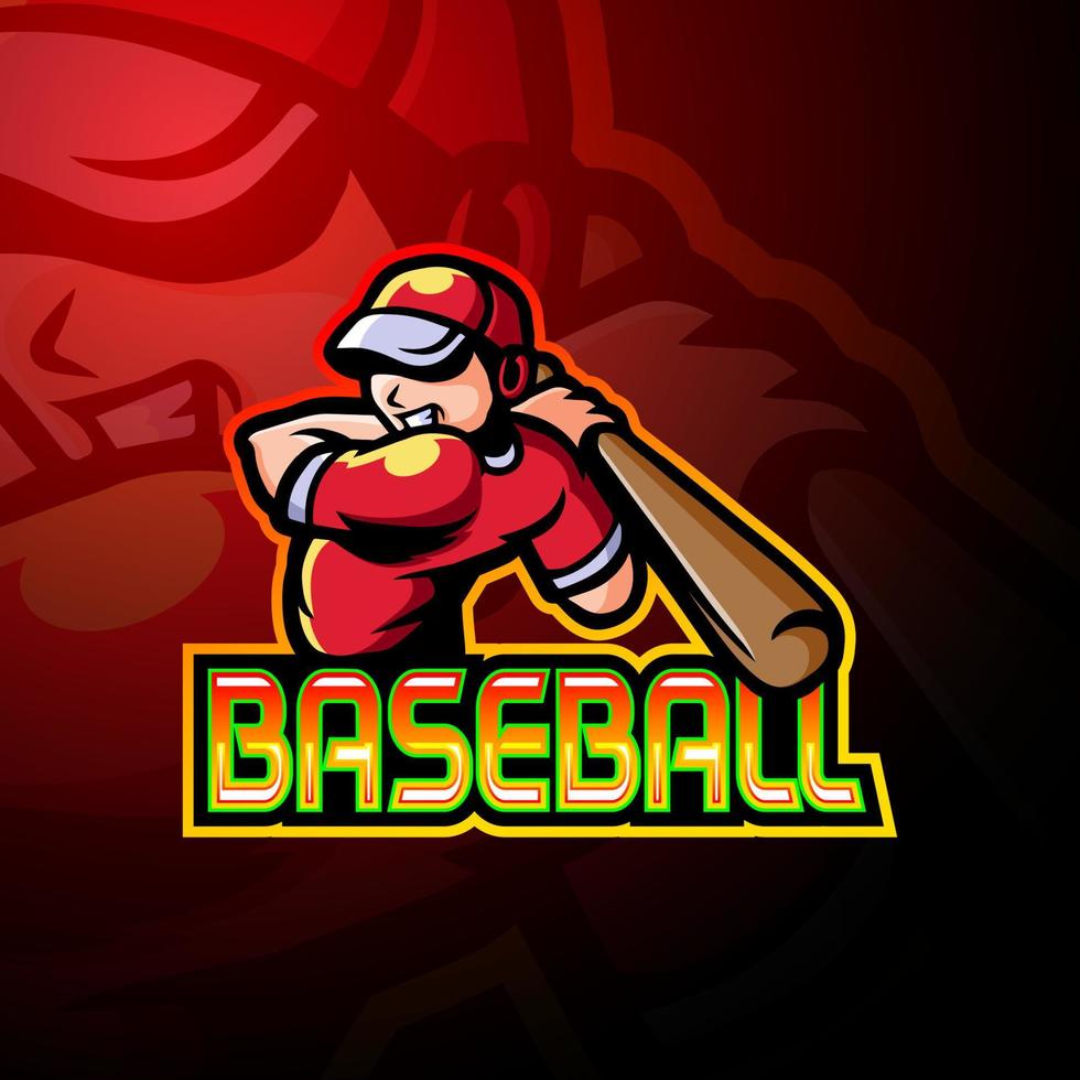 diseño de mascota del logotipo de esport de jugador de béisbol vector