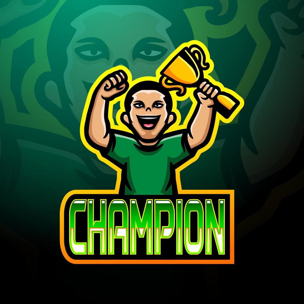 Champion esport logo mascot design vector