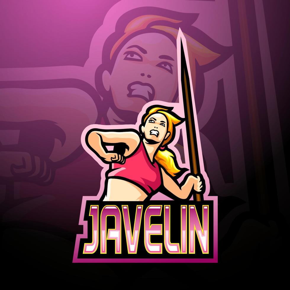 Beauty javelin esport logo mascot design vector