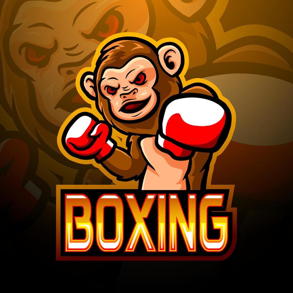 Monkey boxing esport logo mascot design vector