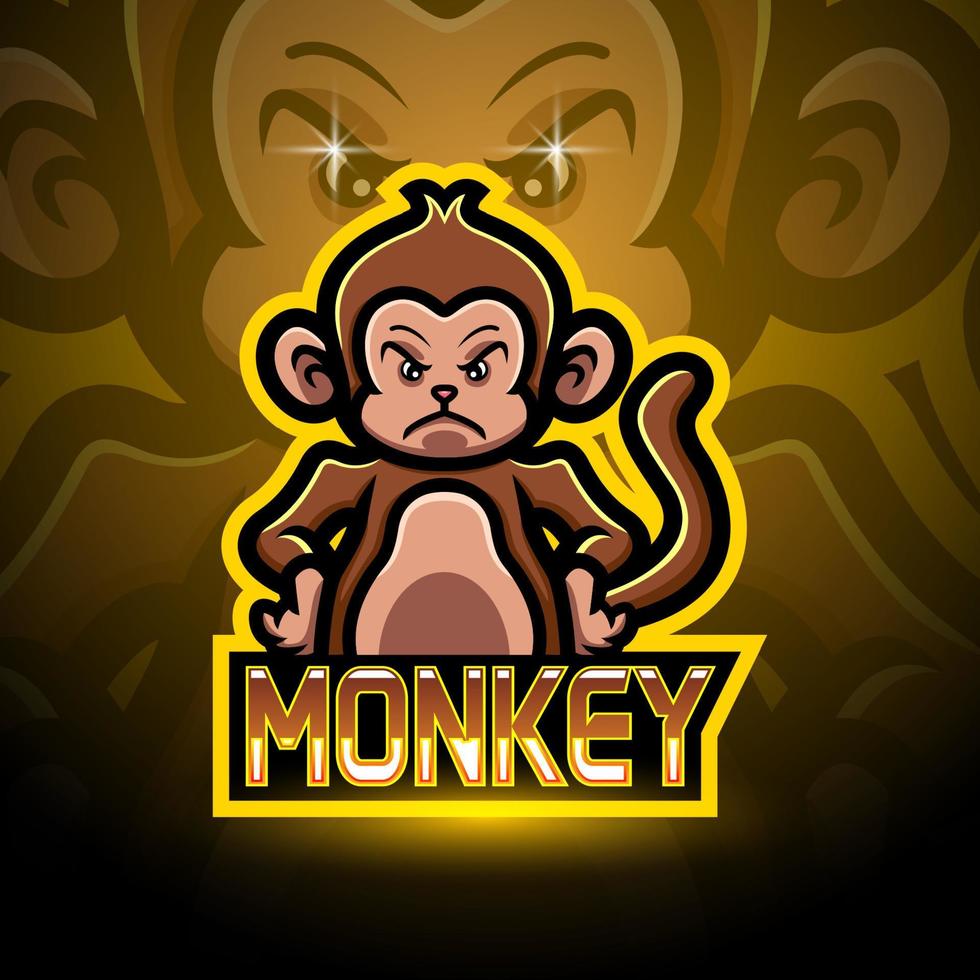 monkey esport logo mascot design vector