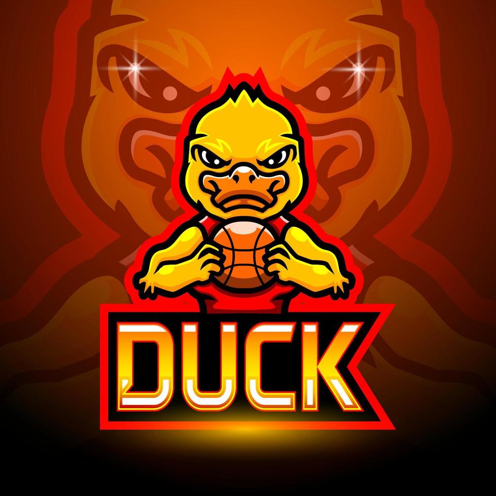 Duck esport logo mascot design vector