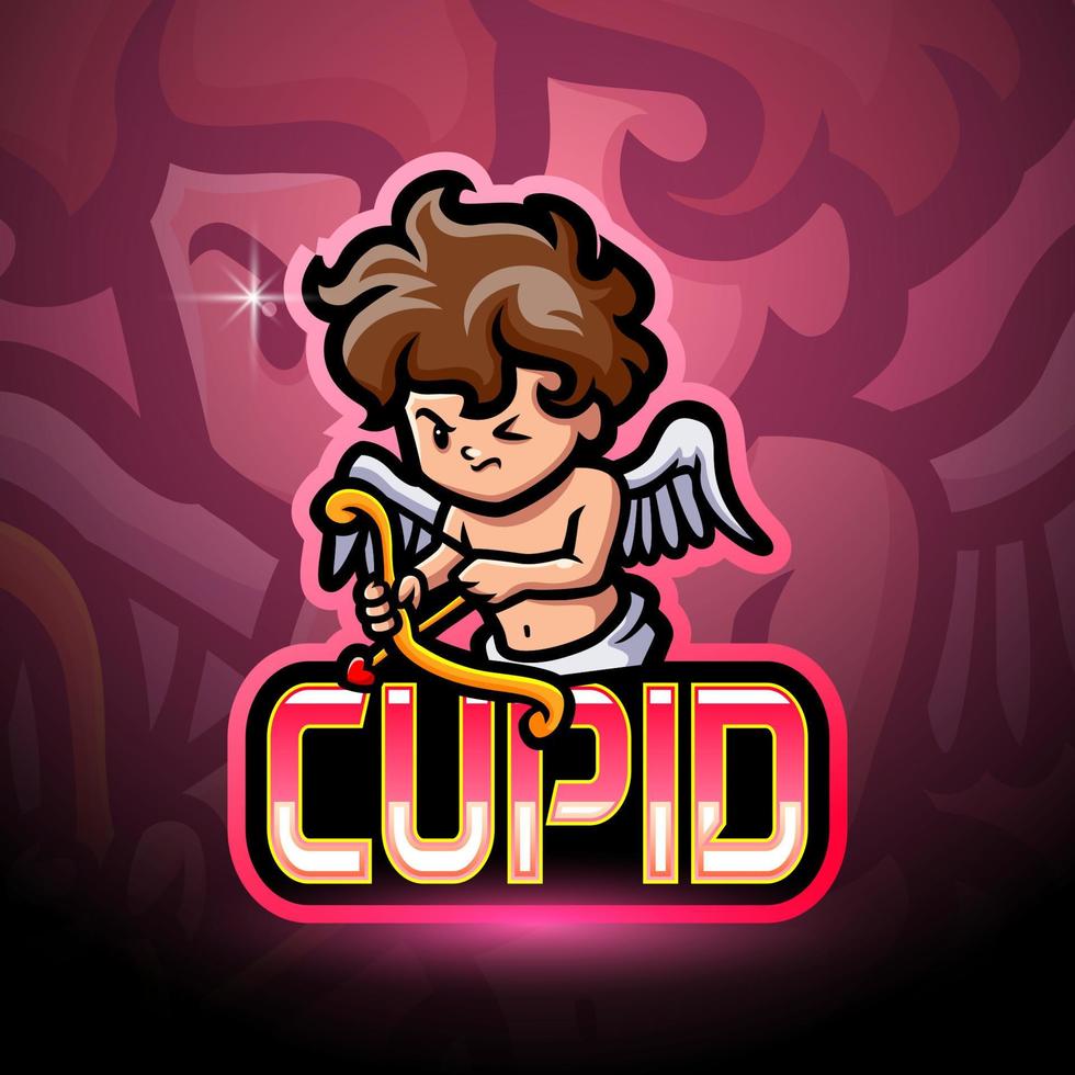 diseño de logotipo de esport de mascota de cupido vector