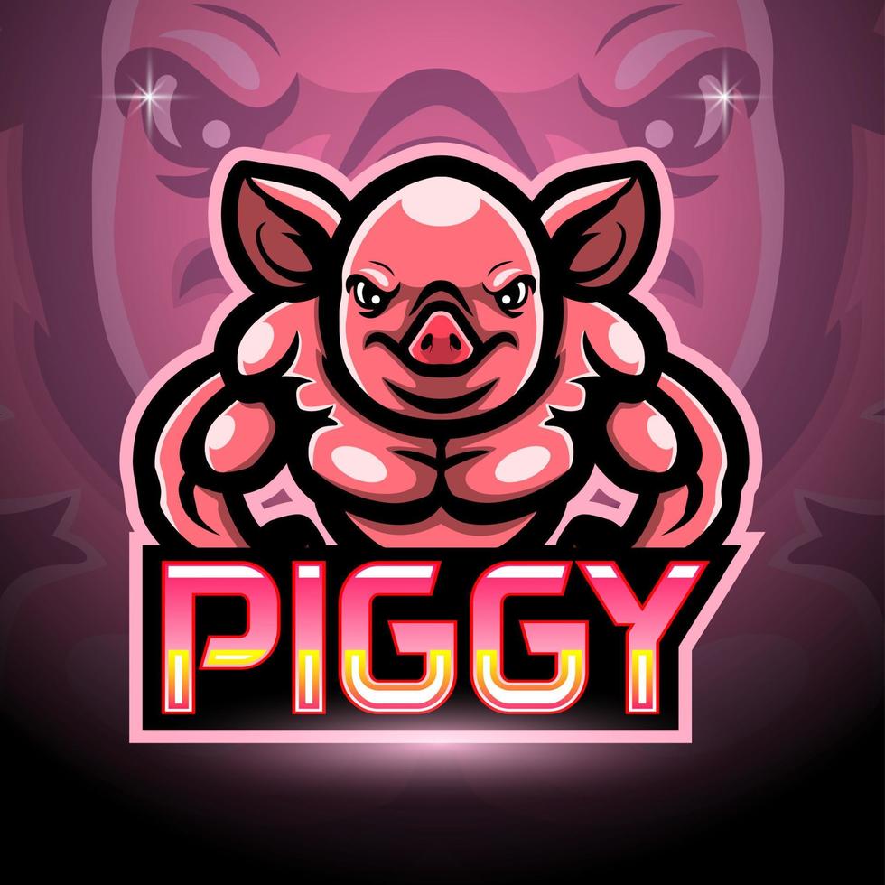 Pig esport logo mascot design vector