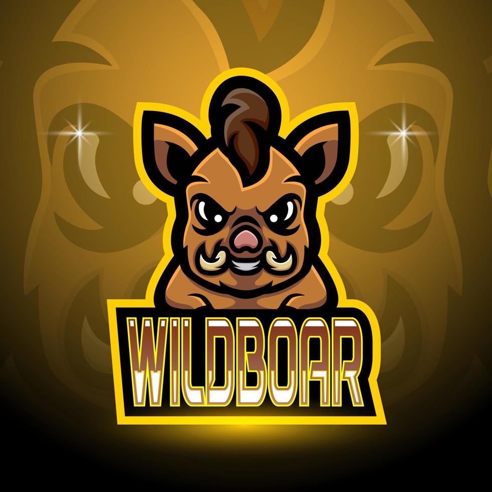 Wild boar esport logo mascot design vector