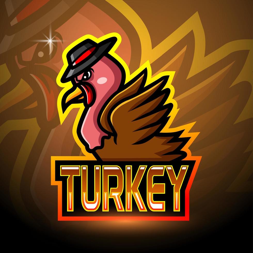 Turkey esport logo mascot design vector