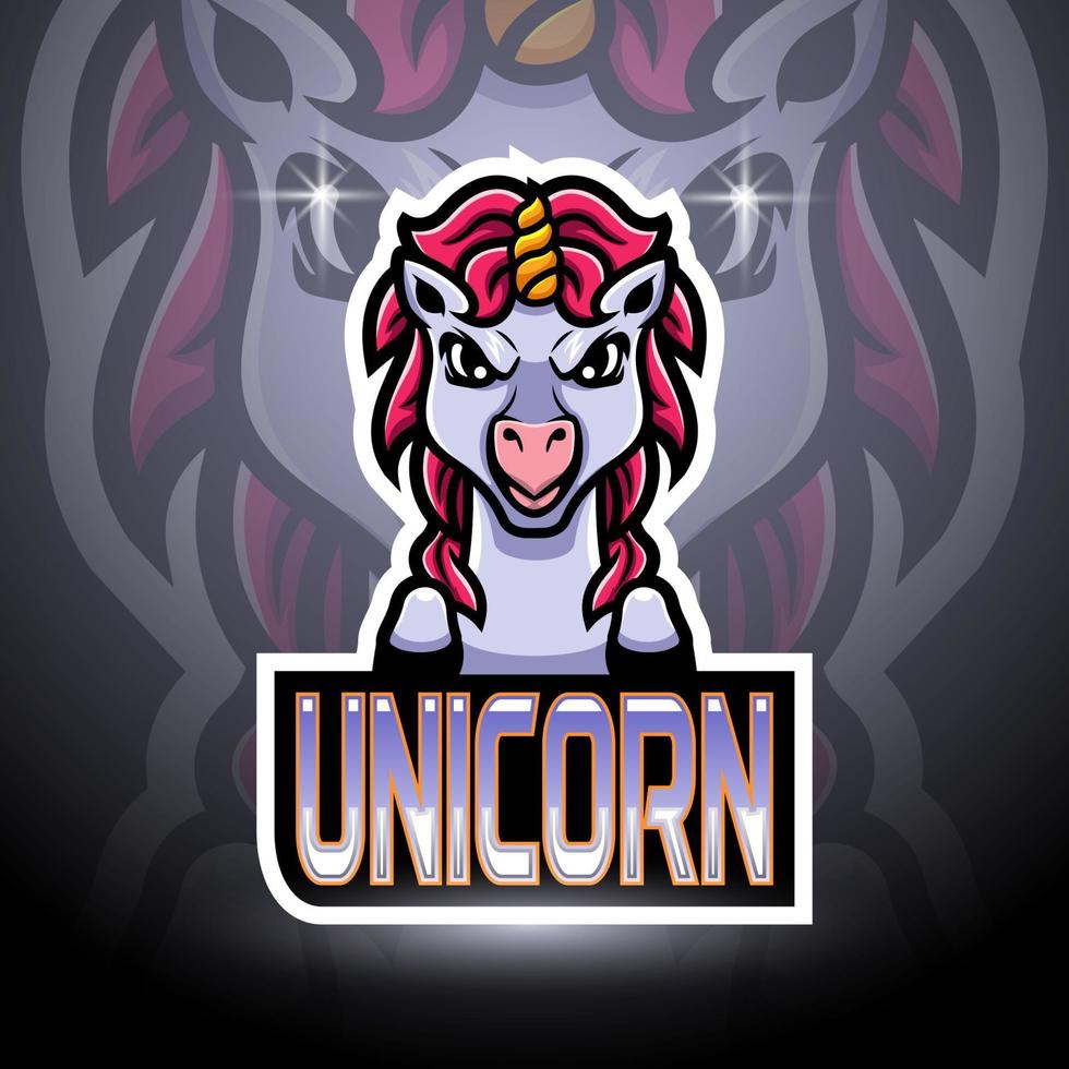 Unicorn esport logo mascot design vector