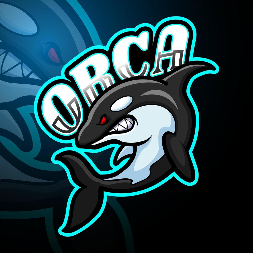Orca esport logo mascot design vector