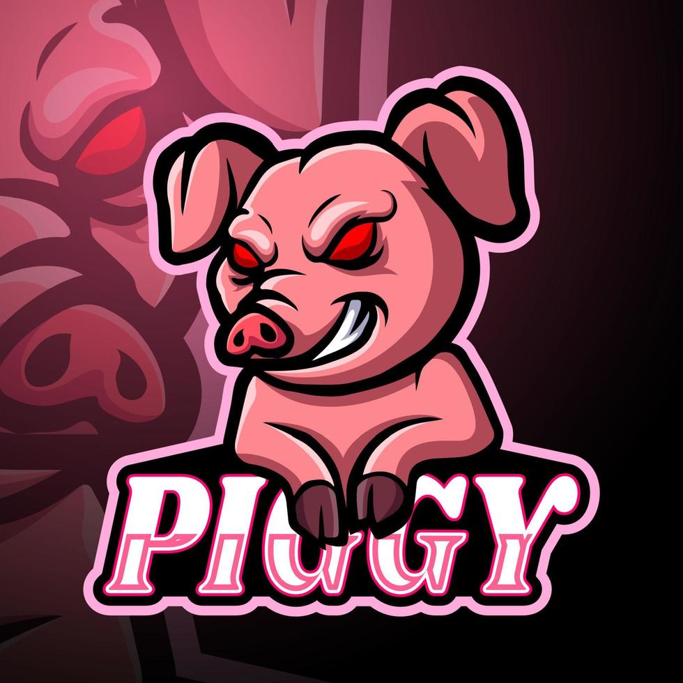 Pig esport logo mascot design vector