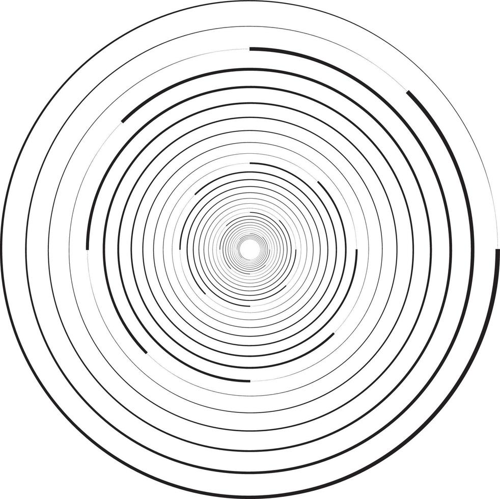 líneas de velocidad punteadas de semitono grueso negro. líneas de velocidad en forma de círculo. arte geométrico elemento de diseño para marco, logotipo, tatuaje, páginas web, impresiones, carteles, plantilla, fondo vectorial abstracto. vector