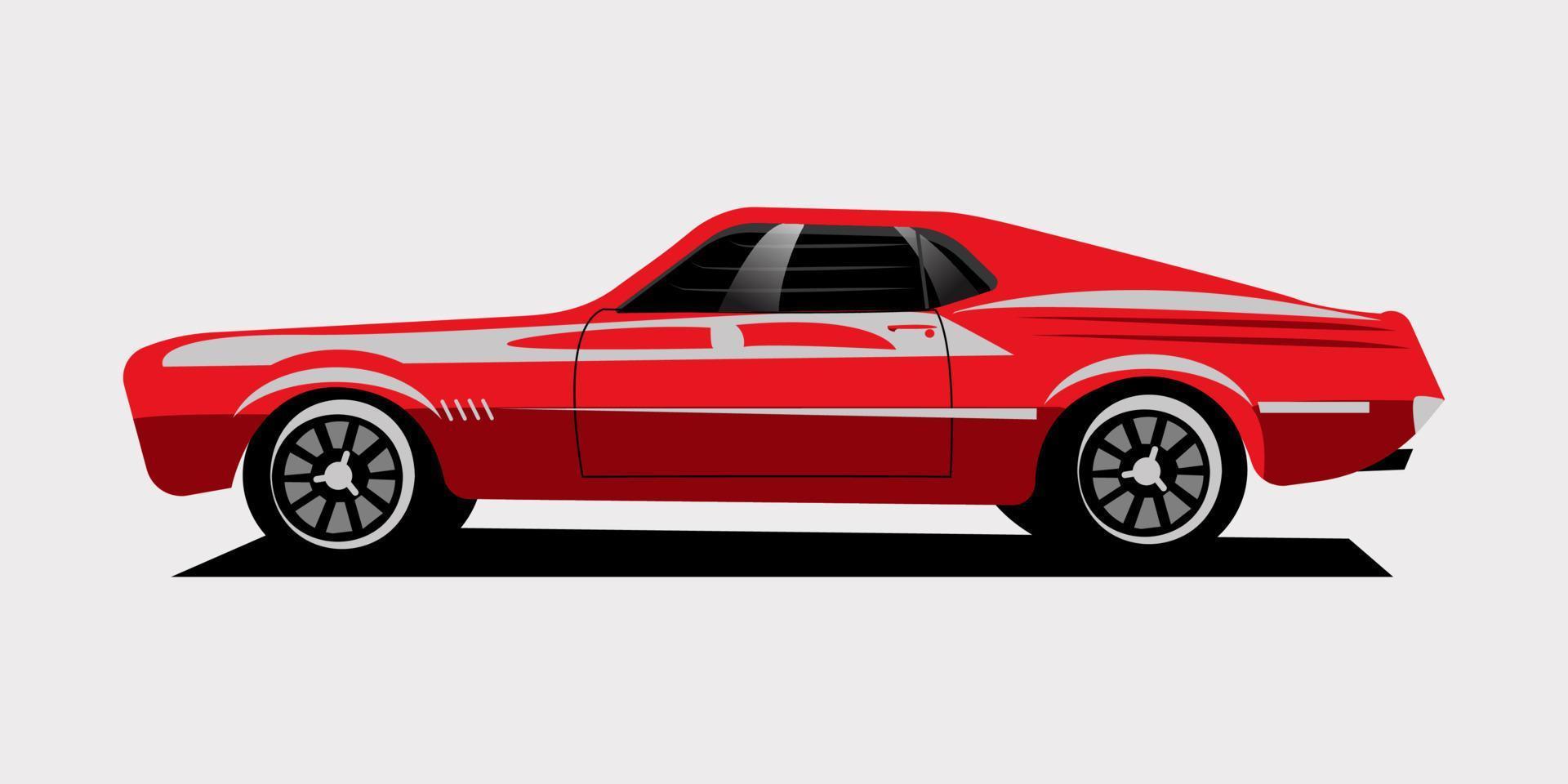 Vintage red car on a white background, vector illustration.