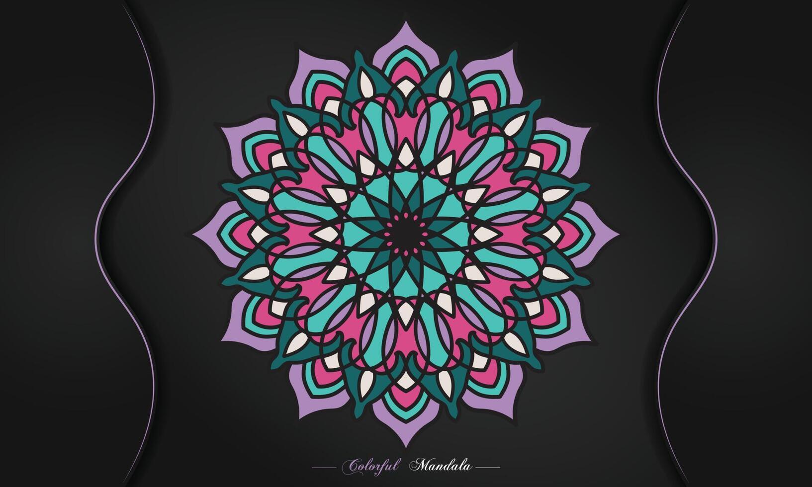 fondo de diseño de mandala colorido, mandala geométrico y decorativo para impresión, afiche, portada de libro, folleto, volante, pancarta vector