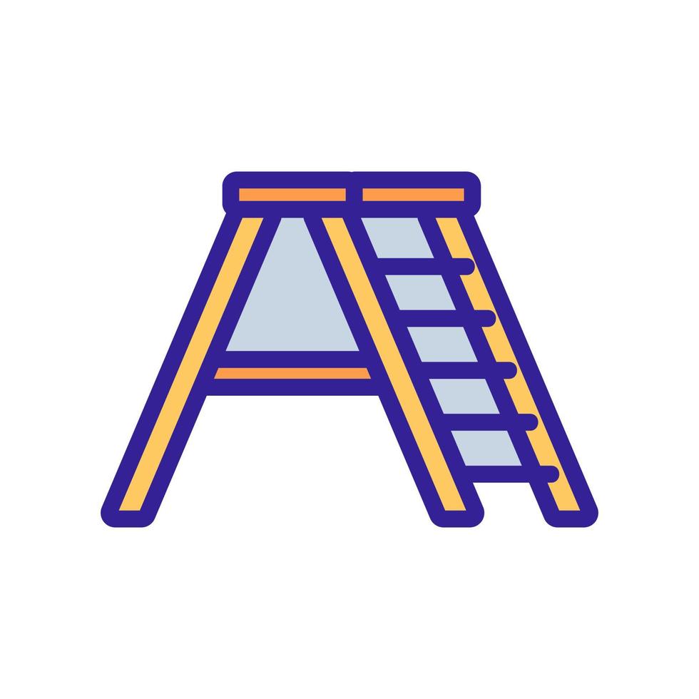 wide staircase with large platform upstairs icon vector outline illustration