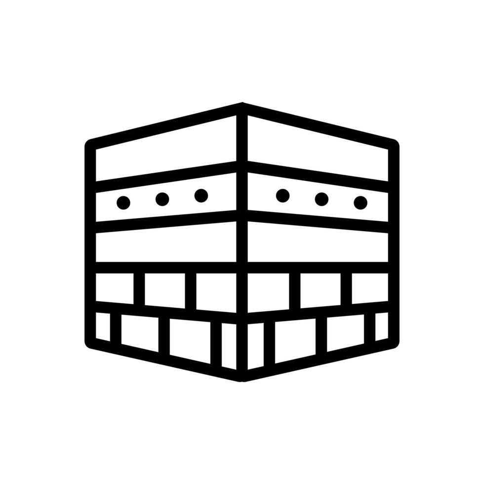 view of kaaba without fabric coating icon vector outline illustration