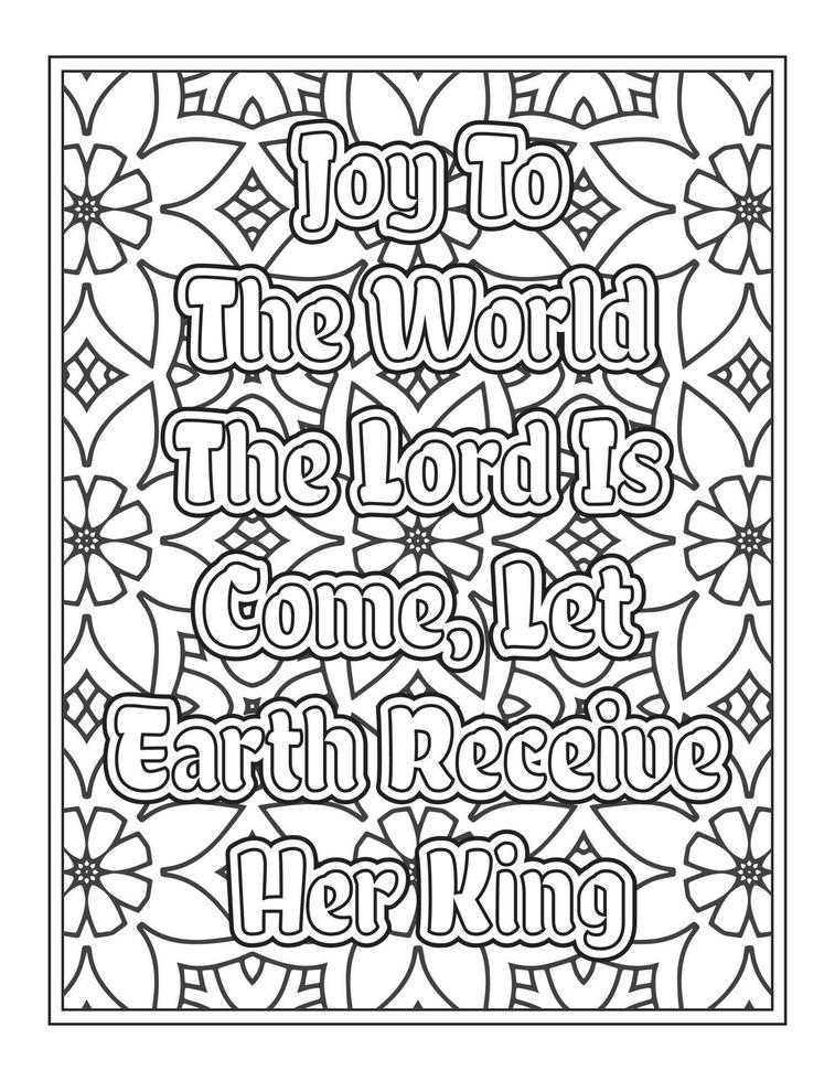 Christmas Quotes Coloring Book Page, inspirational words coloring book pages design. Positive Quotes design vector