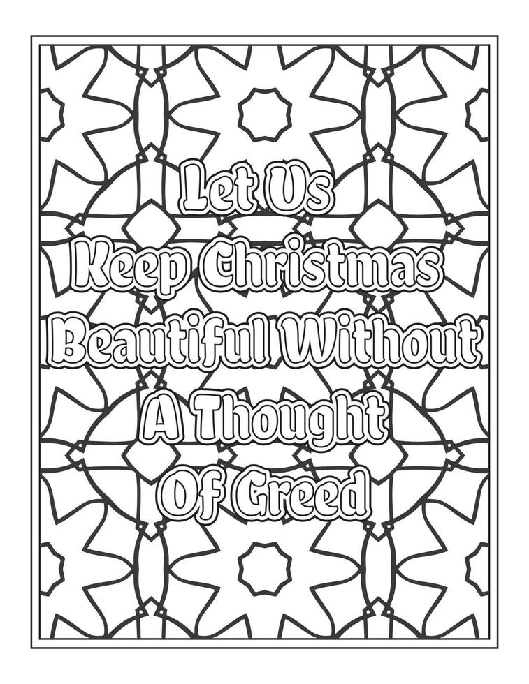 Christmas Quotes Coloring Book Page, inspirational words coloring book pages design. Positive Quotes design vector