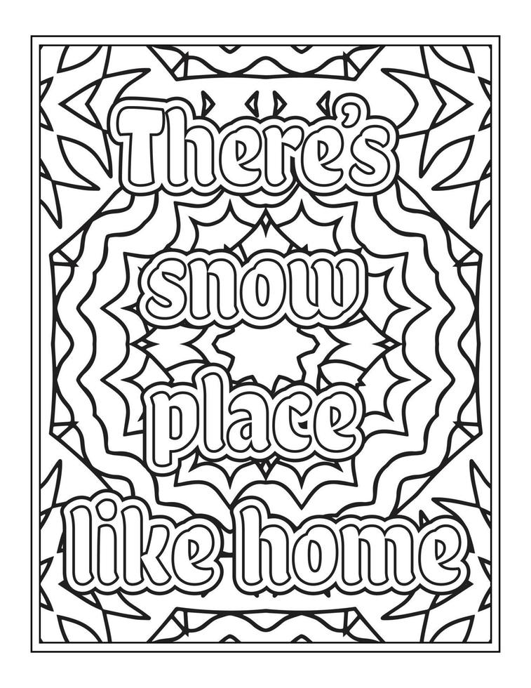 Christmas Quotes Coloring Book Page, inspirational words coloring book pages design. Positive Quotes design vector