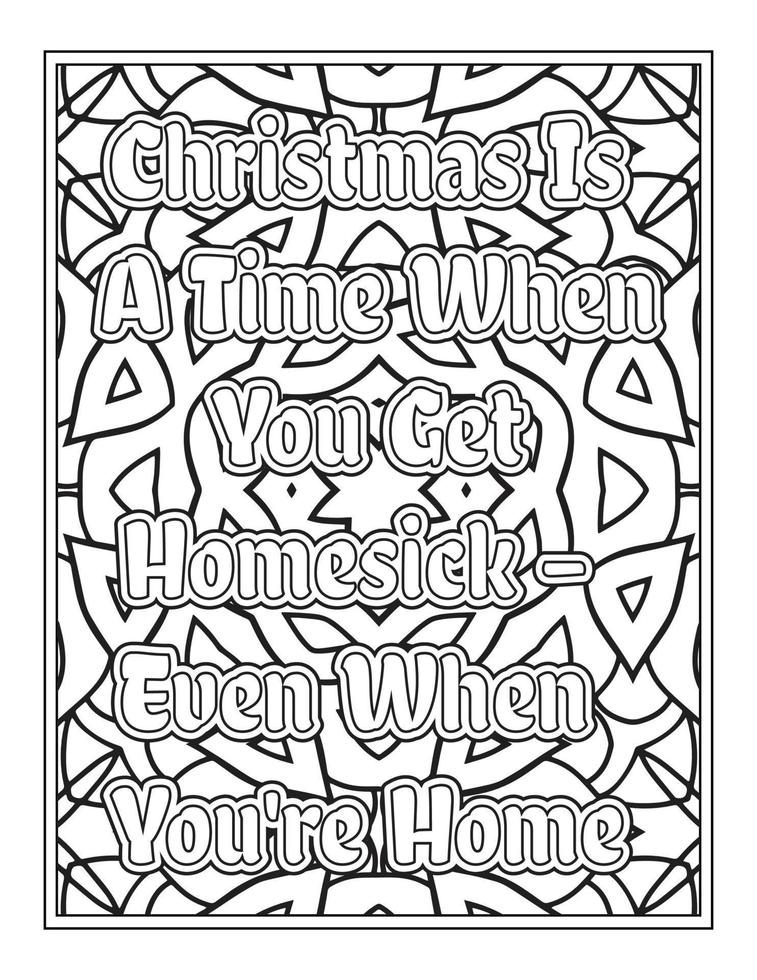 Christmas Quotes Coloring Book Page, inspirational words coloring book pages design. Positive Quotes design vector