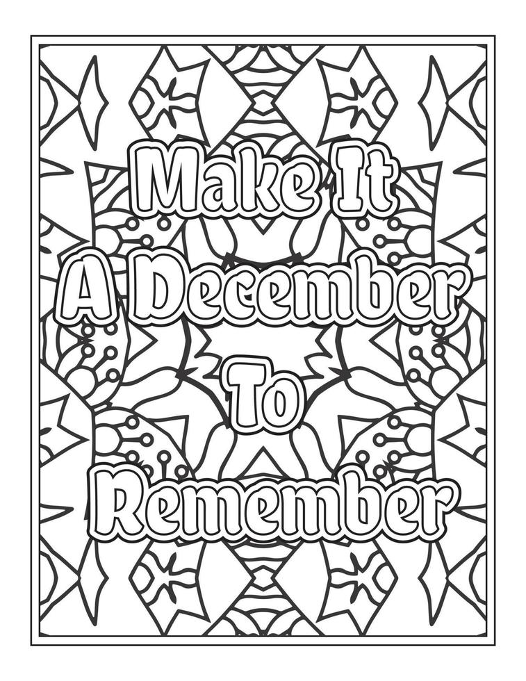 Christmas Quotes Coloring Book Page, inspirational words coloring book pages design. Positive Quotes design vector