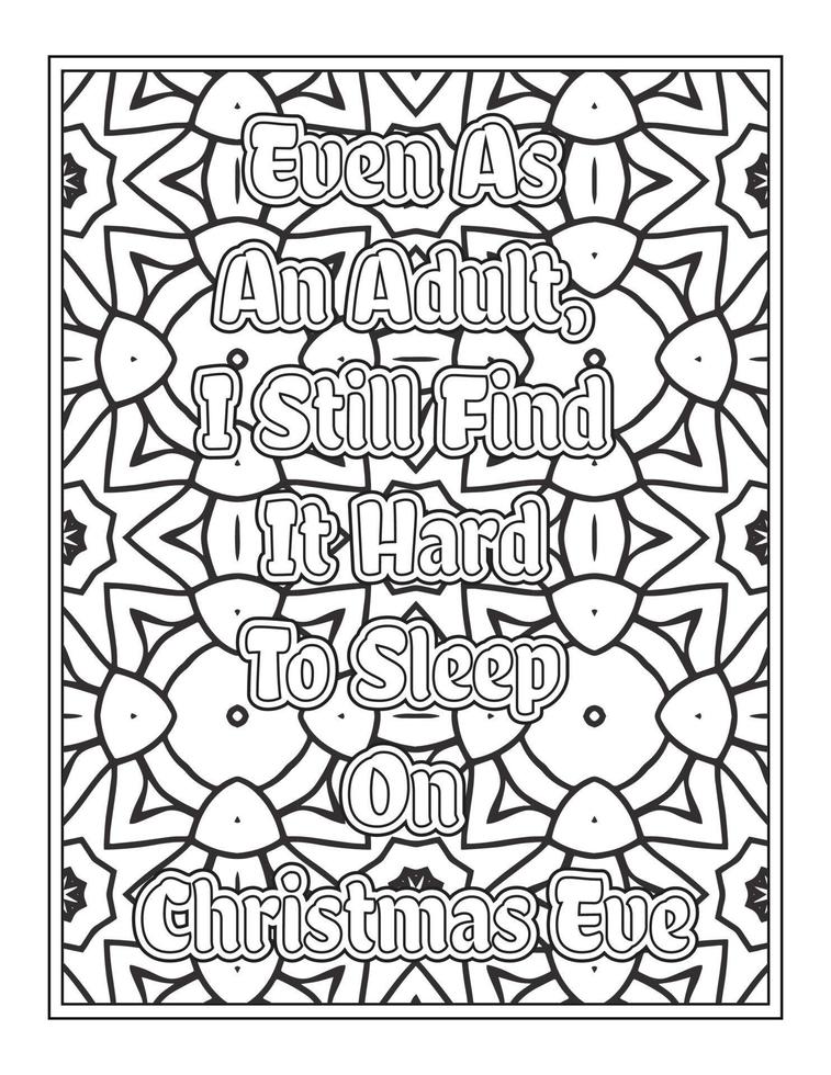 Christmas Quotes Coloring Book Page, inspirational words coloring book pages design. Positive Quotes design vector