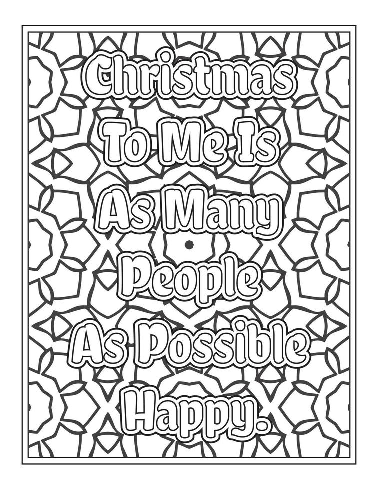 Christmas Quotes Coloring Book Page, inspirational words coloring book pages design. Positive Quotes design vector