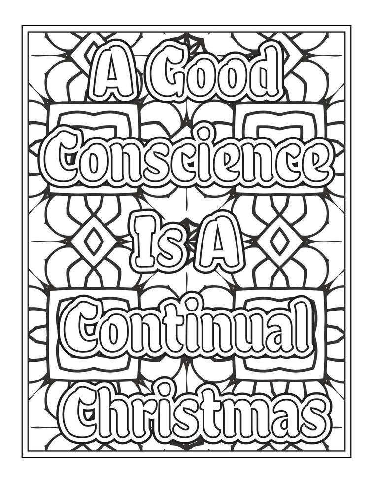 Christmas Quotes Coloring Book Page, inspirational words coloring book pages design. Positive Quotes design vector