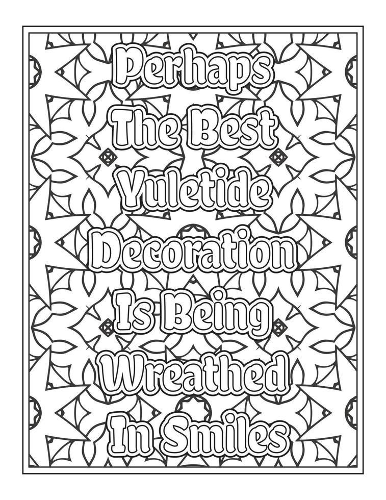 Christmas Quotes Coloring Book Page, inspirational words coloring book pages design. Positive Quotes design vector