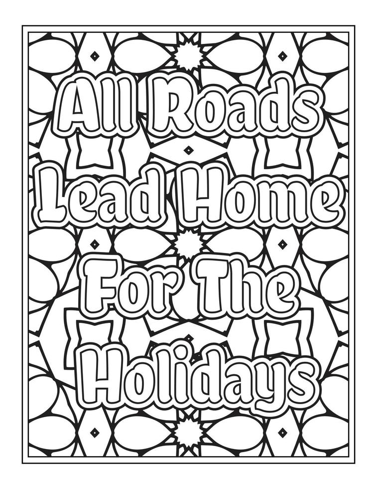 Christmas Quotes Coloring Book Page, inspirational words coloring book pages design. Positive Quotes design vector