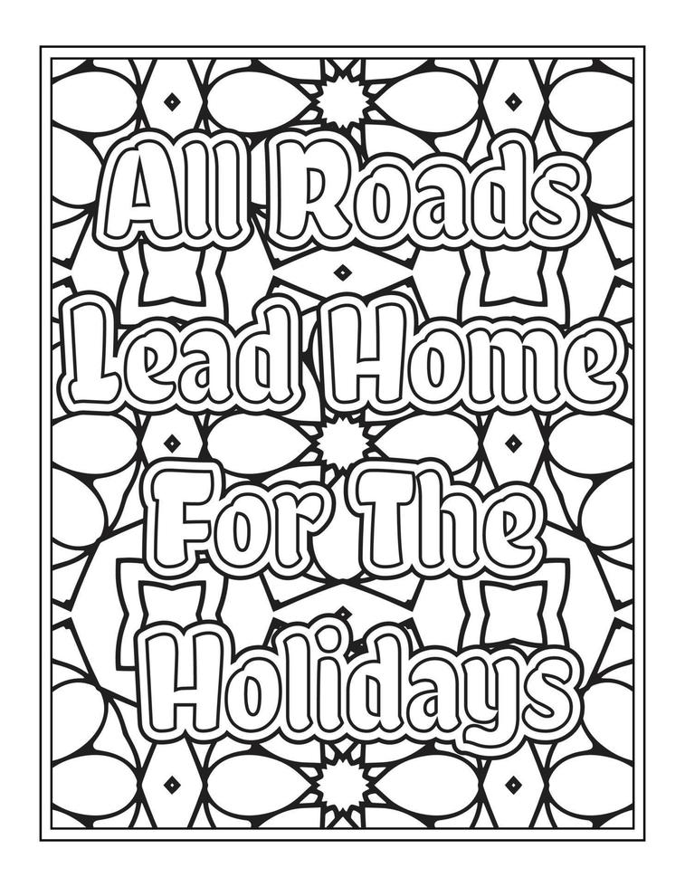 Christmas Quotes Coloring Book Page, inspirational words coloring book pages design. Positive Quotes design vector