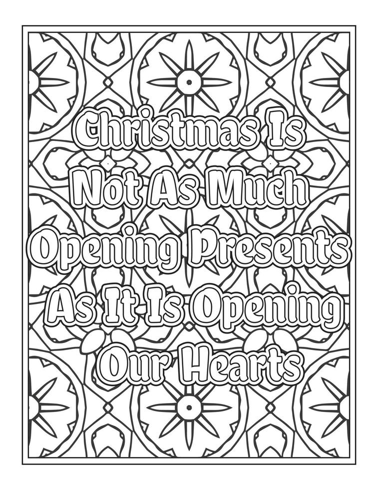 Christmas Quotes Coloring Book Page, inspirational words coloring book pages design. Positive Quotes design vector