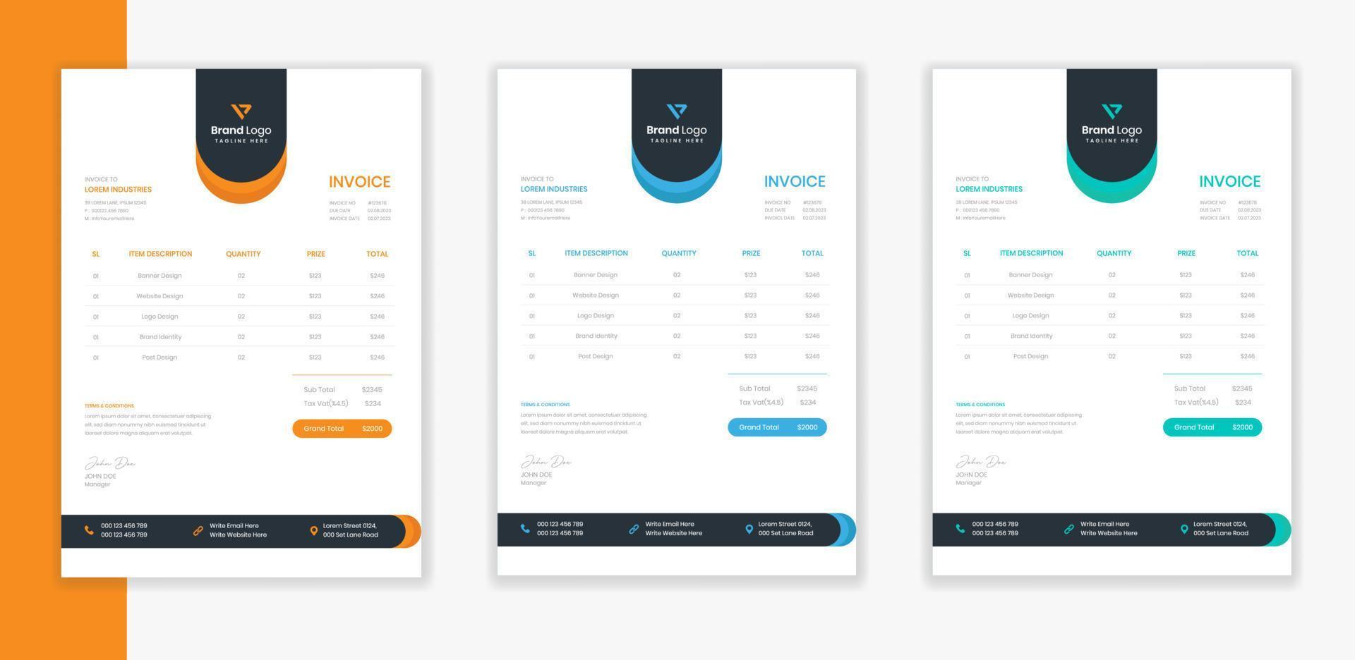 Corporate Invoice Design template bundle vector