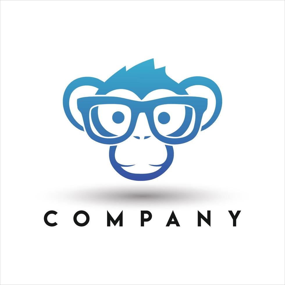 Geek Monkey Logo. Monkey Chimp Chimpanzee Geek Logo vector