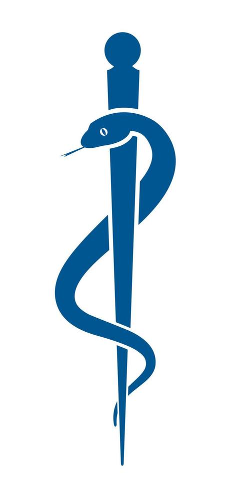 Rod of Asclepius pharmacy icon isolated on white. Symbol for drugstore or medicine, pharmacy snake symbol. Vector Illustration