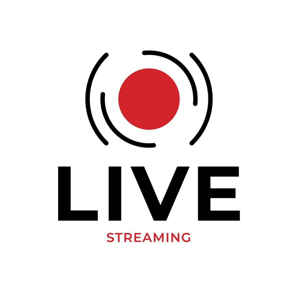 Live streaming symbol icon with red button. Flat design. Vector illustration