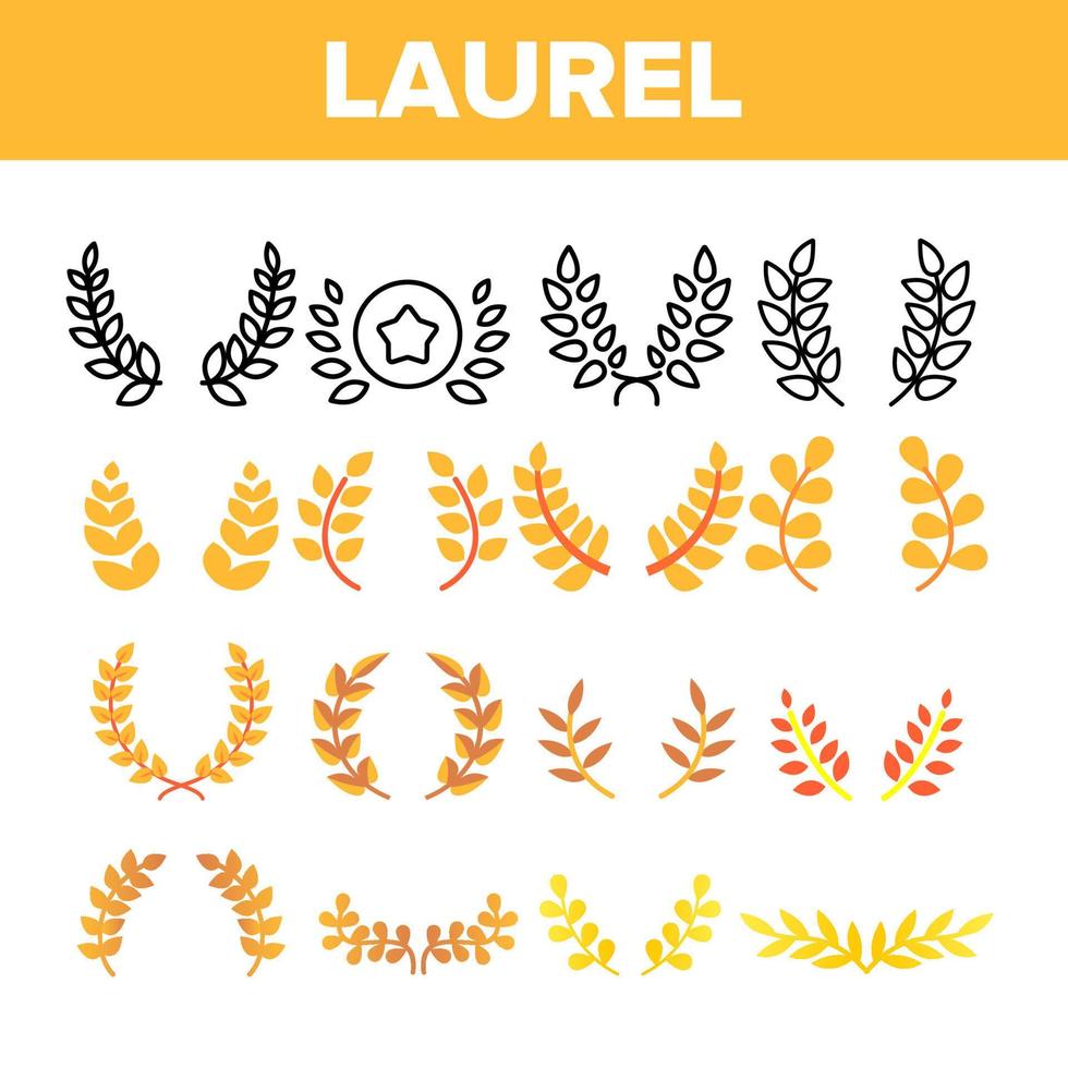 Laurel Branches Wreath Vector Color Icons Set