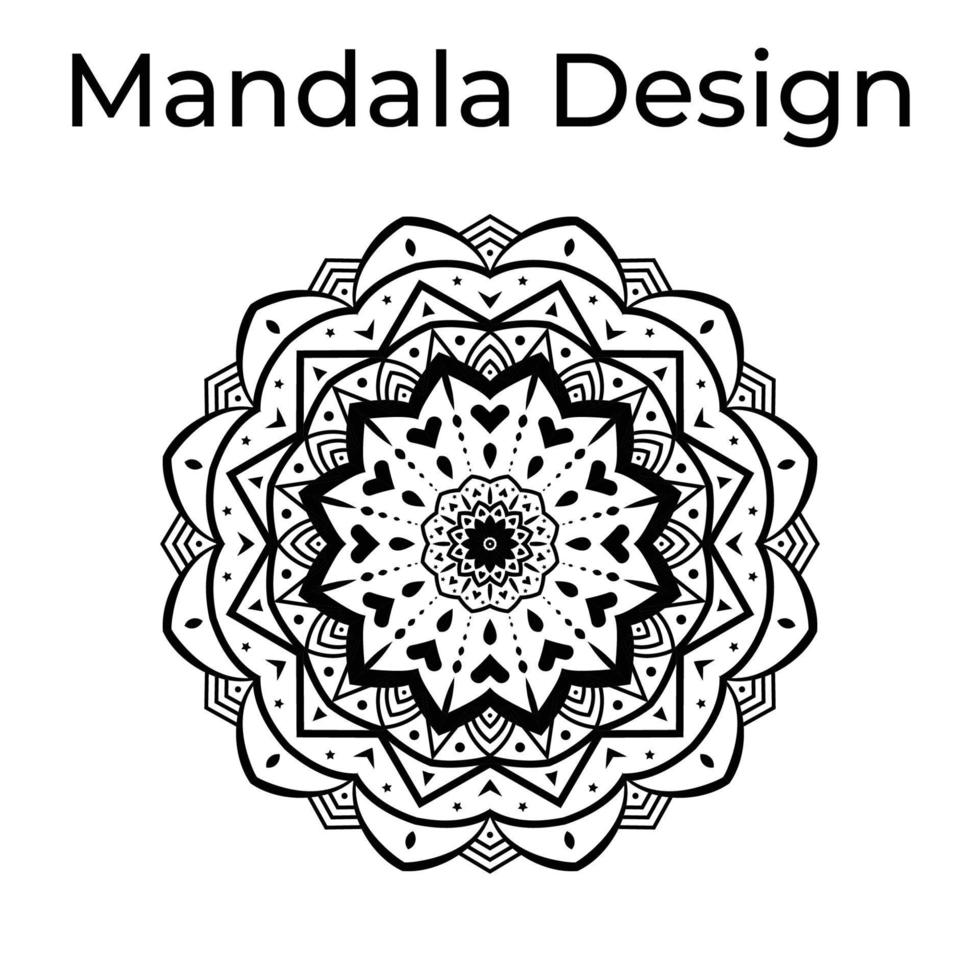 Black and white mandala ornate background for wedding invitation, book cover. Arabesque islamic background vector