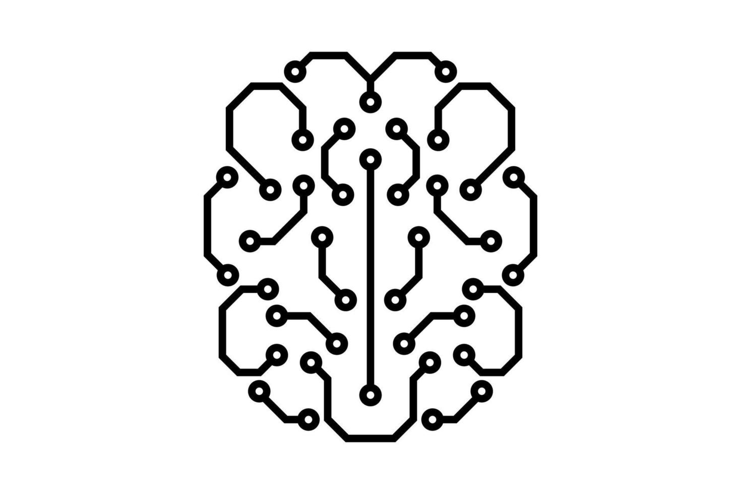 Artificial Intelligence microchip digital brain. AI chip board circuit linear icon. Neural network processor line symbol. CPU center computer system sign. Futuristic data technology. Vector eps
