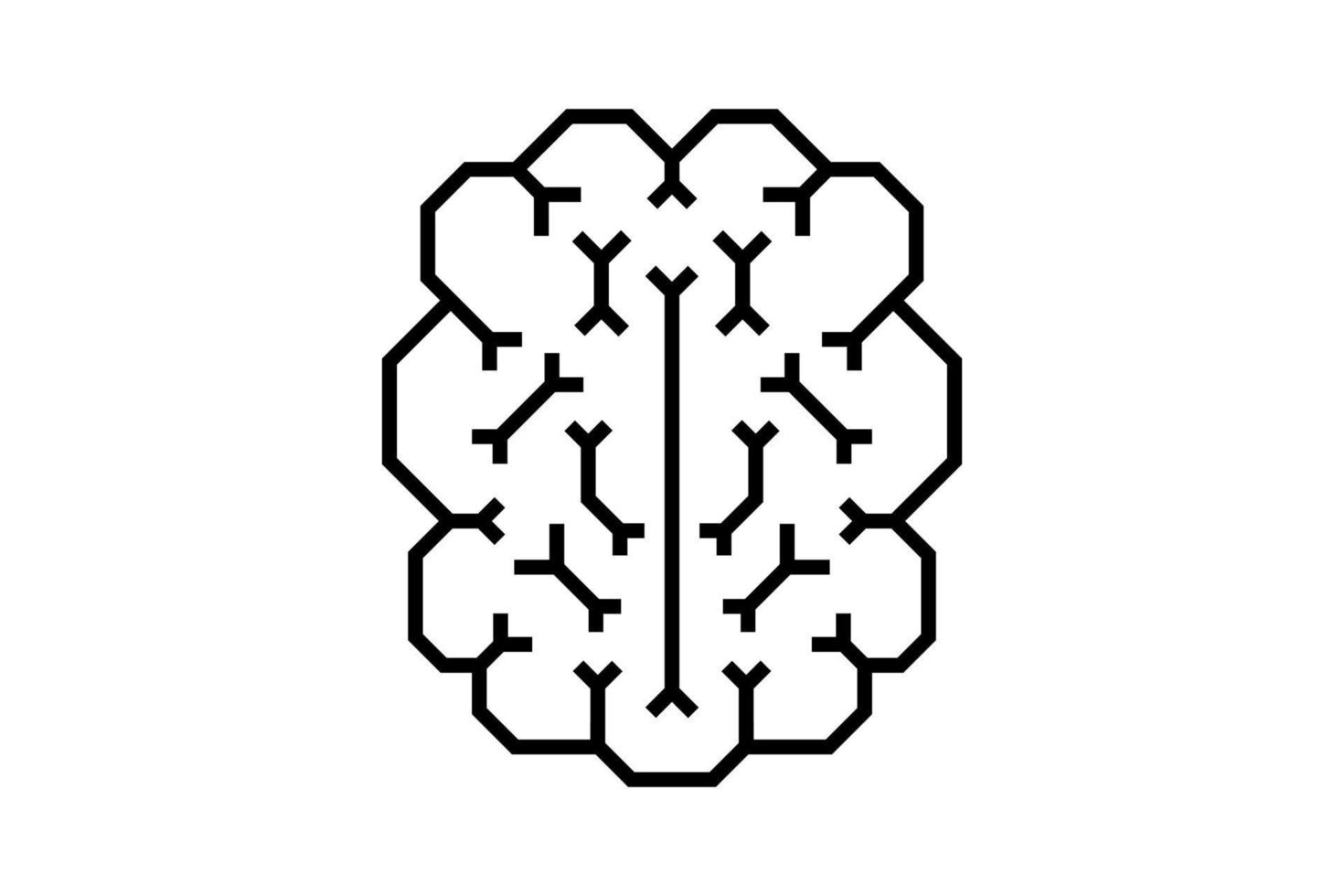 Artificial Intelligence microchip digital graphic brain. AI chip board circuit line icon. Neural networks processor line symbol. CPU center computer system sign. Futuristic data technology. Vector eps