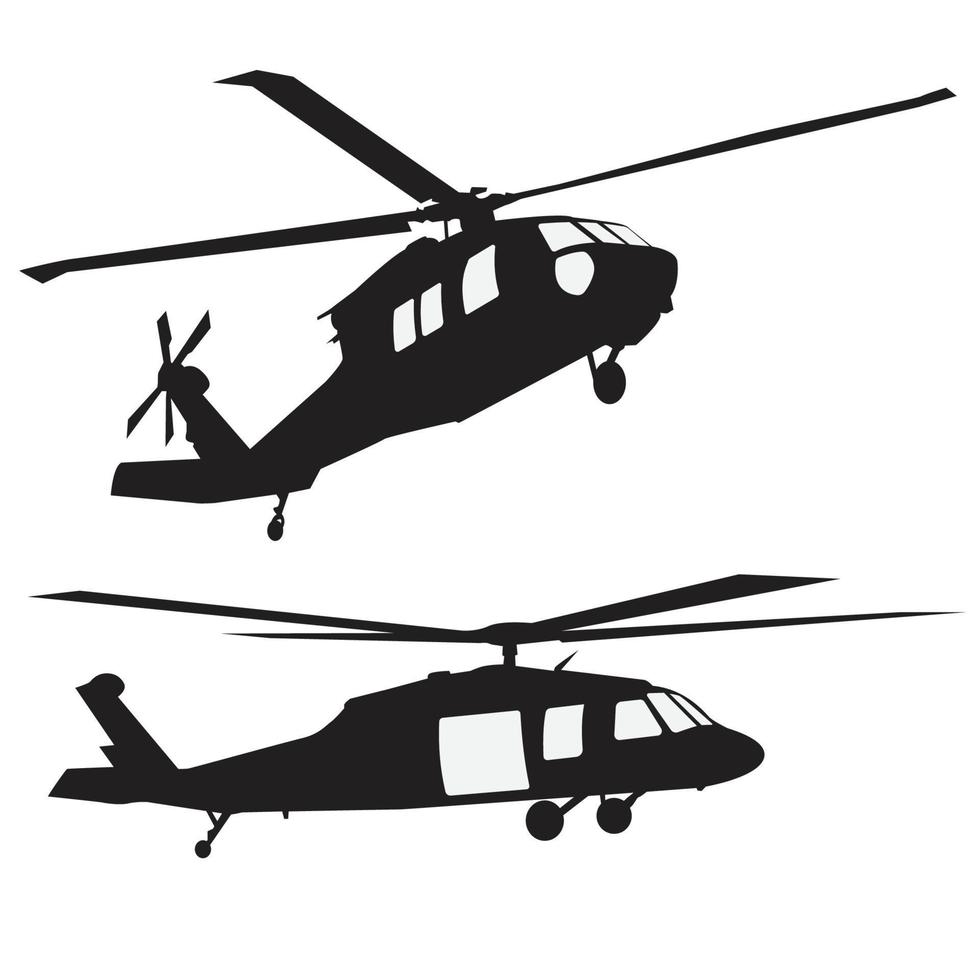 diseño de vector de silueta de helicóptero militar