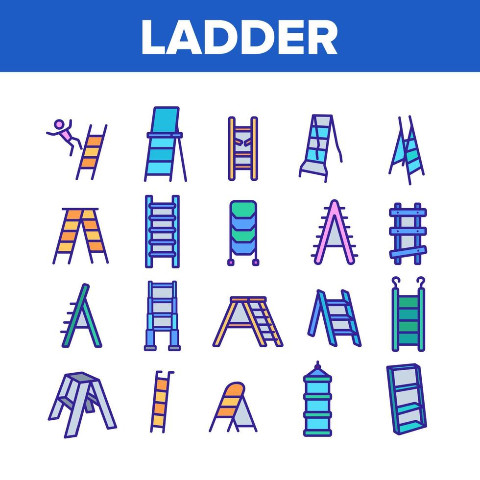 Ladder And Staircase Collection Icons Set Vector