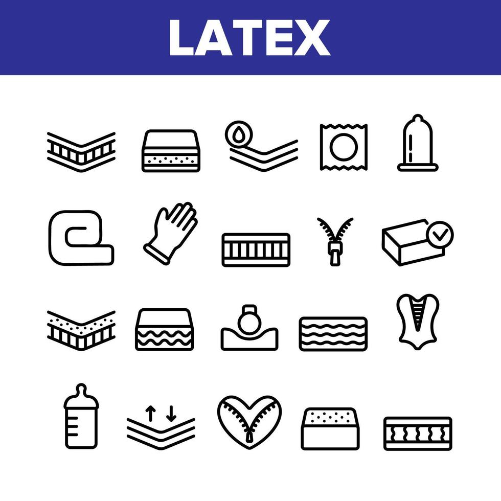 Collection Latex Material Items Vector Icons Set