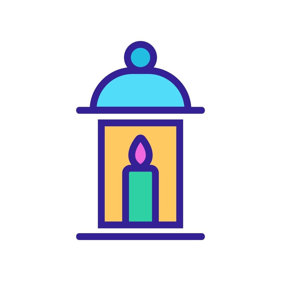 portable lamp with candle light icon vector outline illustration