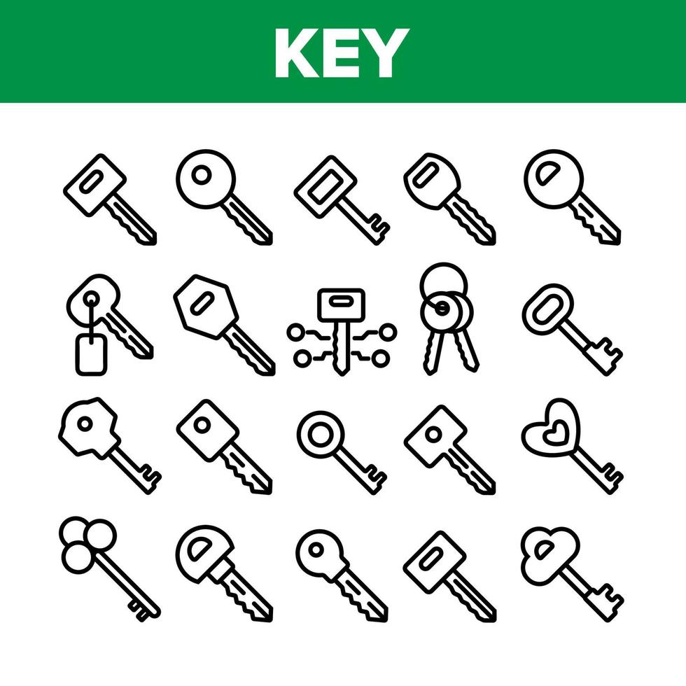 Key Collection Different Elements Icons Set Vector