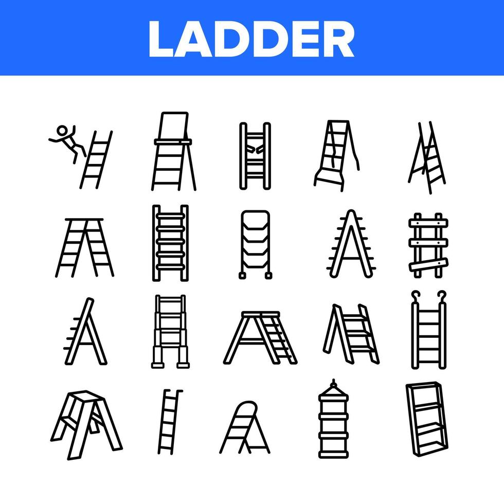 Ladder And Staircase Collection Icons Set Vector