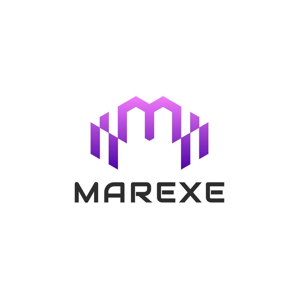 Initial Letter M monogram gradient colorful line Logo vector
